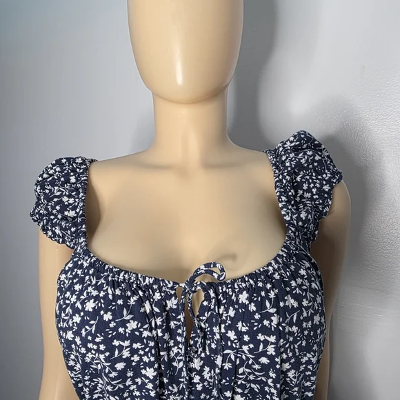 Old Navy Navy Floral Ruffled Strap Mini Dress Size US/XL - Picture 9 of 13